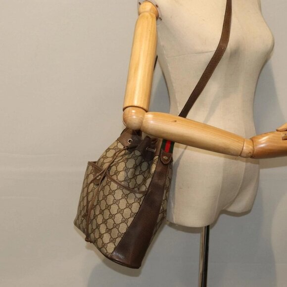 GUCCI Web Sherry Line GG Supreme Shoulder Bag Beige Red 41 02 033 Auth ep4290 - Picture 14 of 16